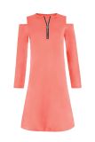 Casual Solid Zipper O Neck A Line Dresses