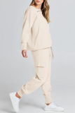 Casual Simplicity Solid Pocket O Neck Long Sleeve Two Pieces
