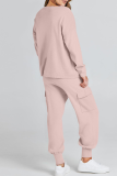 Casual Simplicity Solid Pocket O Neck Long Sleeve Two Pieces