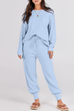 Casual Simplicity Solid Pocket O Neck Long Sleeve Two Pieces