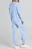 Casual Simplicity Solid Pocket O Neck Long Sleeve Two Pieces