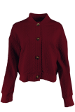 Casual Solid Buttons O Neck Outerwear