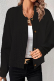 Casual Solid Buttons O Neck Outerwear
