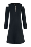 Casual Solid Zipper O Neck A Line Dresses
