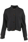 Casual Solid Buttons O Neck Outerwear
