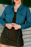 Casual Simplicity Solid Pocket Turndown Collar Outerwear