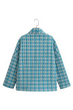 Elegant Geometric Patchwork Pocket Cardigan Collar Outerwear
