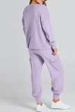 Casual Simplicity Solid Pocket O Neck Long Sleeve Two Pieces