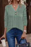 Casual Solid Buttons V Neck Tops