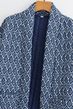 Elegant Geometric Patchwork Pocket Cardigan Collar Outerwear