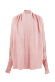Casual Solid Patchwork Scarf Collar Outerwear