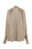 Casual Solid Patchwork Scarf Collar Outerwear