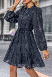 Elegant Solid Patchwork See-through Mandarin Collar A Line Dresses