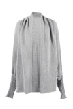 Casual Solid Patchwork Scarf Collar Outerwear