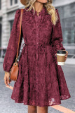 Elegant Solid Patchwork See-through Mandarin Collar A Line Dresses