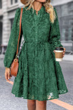 Elegant Solid Patchwork See-through Mandarin Collar A Line Dresses