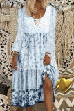 Sweet Elegant Print Patchwork O Neck Printed Dress Dresses