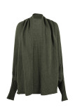 Casual Solid Patchwork Scarf Collar Outerwear