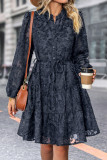 Elegant Solid Patchwork See-through Mandarin Collar A Line Dresses