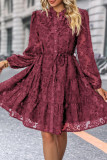 Elegant Solid Patchwork See-through Mandarin Collar A Line Dresses