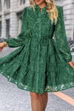 Elegant Solid Patchwork See-through Mandarin Collar A Line Dresses