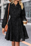 Elegant Solid Patchwork See-through Mandarin Collar A Line Dresses