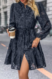 Elegant Solid Patchwork See-through Mandarin Collar A Line Dresses