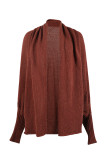 Casual Solid Patchwork Scarf Collar Outerwear