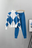 Casual Color Block Pocket Contrast Turtleneck Long Sleeve Two Pieces