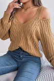Sexy Solid Weave V Neck Tops