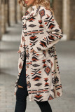 Casual Geometric Pocket Buttons Turndown Collar Outerwear