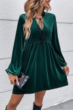 Elegant Solid Tassel Frenulum Mandarin Collar A Line Dresses