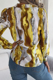 British Style Elegant Gradual Change Striped Contrast Turn-back Collar Tops