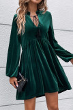 Elegant Solid Tassel Frenulum Mandarin Collar A Line Dresses