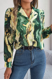 British Style Elegant Gradual Change Striped Contrast Turn-back Collar Tops