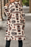 Casual Geometric Pocket Buttons Turndown Collar Outerwear