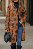 Casual Geometric Pocket Buttons Turndown Collar Outerwear