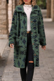 Casual Geometric Pocket Buttons Turndown Collar Outerwear