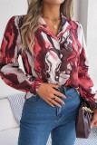 British Style Elegant Gradual Change Striped Contrast Turn-back Collar Tops