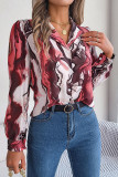 British Style Elegant Gradual Change Striped Contrast Turn-back Collar Tops