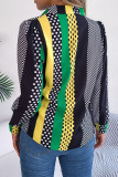 Casual Street Polka Dot Contrast Turn-back Collar Tops