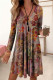 Casual Vintage Geometric Printing V Neck Printed Dress Dresses