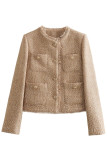 Celebrities Elegant Solid Pocket Buttons O Neck Outerwear
