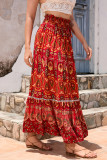 Bohemian Vintage Geometric Patchwork Loose High Waist Type A Full Print Bottoms