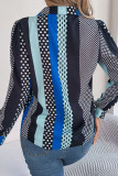 Casual Street Polka Dot Contrast Turn-back Collar Tops