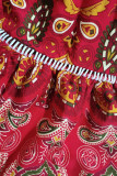 Bohemian Vintage Geometric Patchwork Loose High Waist Type A Full Print Bottoms