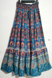 Bohemian Vintage Geometric Patchwork Loose High Waist Type A Full Print Bottoms