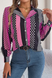 Casual Street Polka Dot Contrast Turn-back Collar Tops