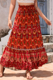 Bohemian Vintage Geometric Patchwork Loose High Waist Type A Full Print Bottoms