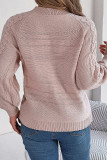 Casual Solid Buttons Weave O Neck Tops